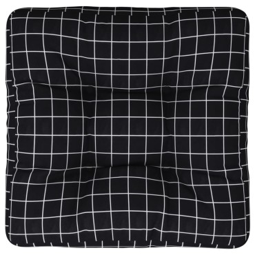 vidaXL Μαξιλάρι Παλέτας Μαύρο Καρό 50x50x12cm Υφασμάτινο