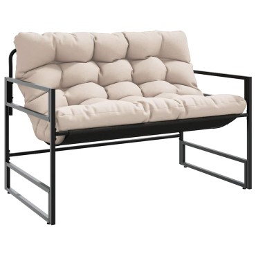 vidaXL Παγκάκι Κήπου Taupe από Ατσάλι με Μαξιλάρι 113x67x76cm 1 τεμ.