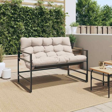 vidaXL Παγκάκι Κήπου Taupe από Ατσάλι με Μαξιλάρι 113x67x76cm 1 τεμ.