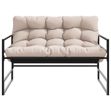 vidaXL Παγκάκι Κήπου Taupe από Ατσάλι με Μαξιλάρι 113x67x76cm 1 τεμ.