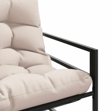 vidaXL Παγκάκι Κήπου Taupe από Ατσάλι με Μαξιλάρι 113x67x76cm 1 τεμ.
