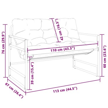 vidaXL Παγκάκι Κήπου Taupe από Ατσάλι με Μαξιλάρι 113x67x76cm 1 τεμ.