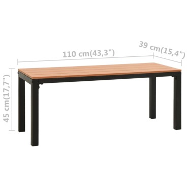 vidaXL Παγκάκι Κήπου Μαύρο / Καφέ από Ατσάλι / WPC 110x39x45cm 1 τεμ.