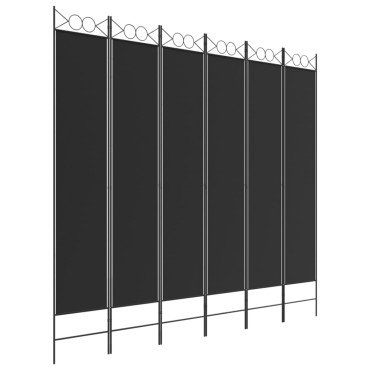 vidaXL Διαχωριστικό Δωματίου με 6 Πάνελ Μαύρο 240x220cm από Ύφασμα 1 τεμ.