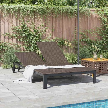 vidaXL Ήλιο-κρεβάτι συνθετικό ρατάν Καφέ 206x115x75cm