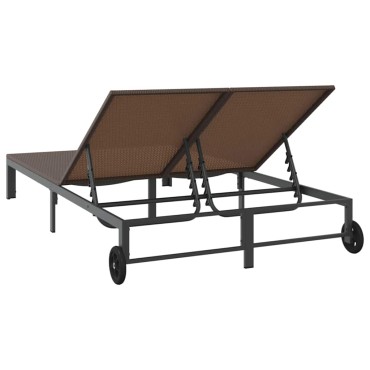 vidaXL Ήλιο-κρεβάτι συνθετικό ρατάν Καφέ 206x115x75cm