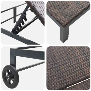 vidaXL Ήλιο-κρεβάτι συνθετικό ρατάν Καφέ 206x115x75cm