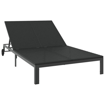 vidaXL Ήλιο-κρεβάτι συνθετικό ρατάν Μαύρο 206x115x75cm