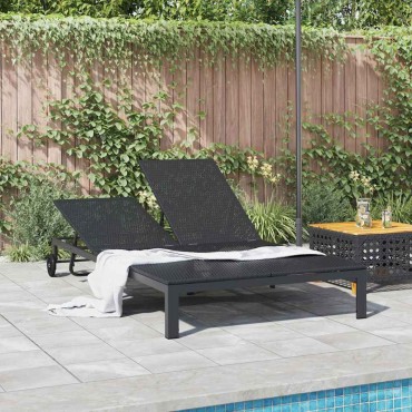 vidaXL Ήλιο-κρεβάτι συνθετικό ρατάν Μαύρο 206x115x75cm