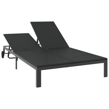 vidaXL Ήλιο-κρεβάτι συνθετικό ρατάν Μαύρο 206x115x75cm