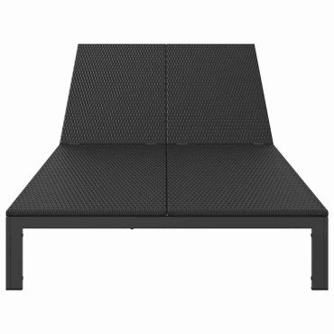 vidaXL Ήλιο-κρεβάτι συνθετικό ρατάν Μαύρο 206x115x75cm