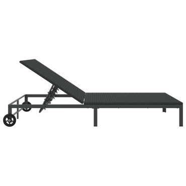 vidaXL Ήλιο-κρεβάτι συνθετικό ρατάν Μαύρο 206x115x75cm