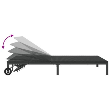 vidaXL Ήλιο-κρεβάτι συνθετικό ρατάν Μαύρο 206x115x75cm