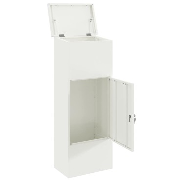 vidaXL Θυρίδα Πακέτων με αποθήκευση Λευκό 44,5 x 29 x 110,5 εκ Ατσάλι