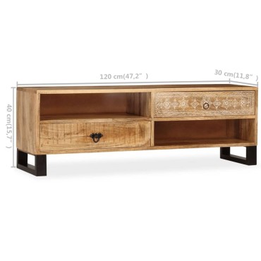 vidaXL Έπιπλο Τηλεόρασης 120x30x40cm από Μασίφ Ξύλο Μάνγκο