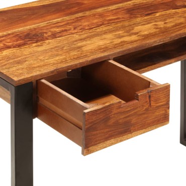 vidaXL Γραφείο 110x55x78cm από Μασίφ Ξύλο Ακακίας και Ατσάλι 1 τεμ.