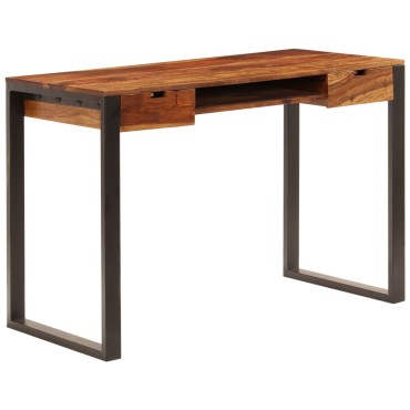 vidaXL Γραφείο 110x55x78cm από Μασίφ Ξύλο Ακακίας και Ατσάλι 1 τεμ.