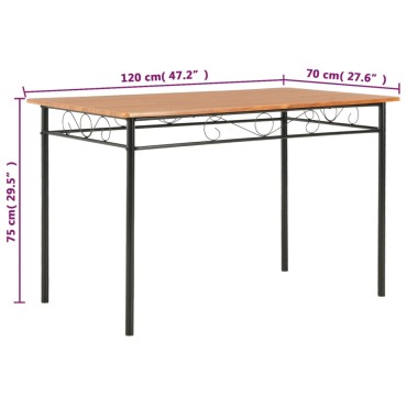 vidaXL Τραπεζαρία Καφέ 120x70x75cm από MDF 1 τεμ.