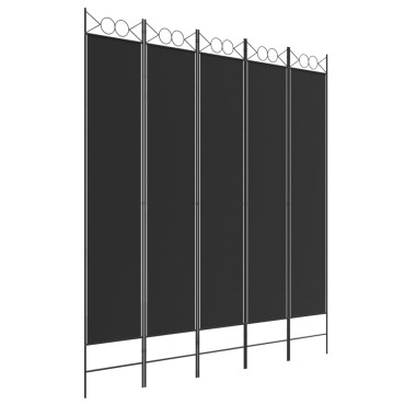 vidaXL Διαχωριστικό Δωματίου με 5 Πάνελ Μαύρο 200x220cm Υφασμάτινο 1 τεμ.