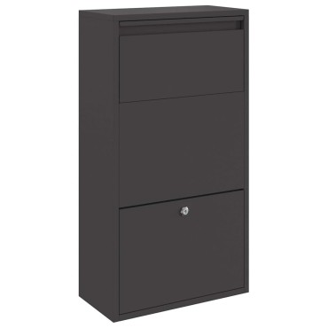 vidaXL Θυρίδα Πακέτων με αποθήκευση Μαύρο 44 x 22 x 82 εκ. Ατσάλι