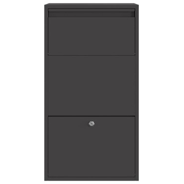 vidaXL Θυρίδα Πακέτων με αποθήκευση Μαύρο 44 x 22 x 82 εκ. Ατσάλι