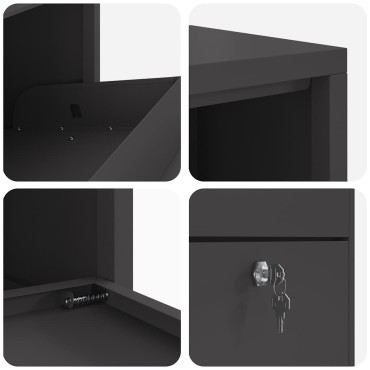 vidaXL Θυρίδα Πακέτων με αποθήκευση Μαύρο 44 x 22 x 82 εκ. Ατσάλι