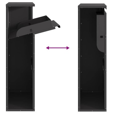 vidaXL Θυρίδα Πακέτων με αποθήκευση Μαύρο 44 x 22 x 82 εκ. Ατσάλι