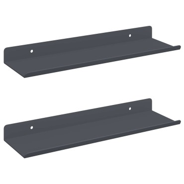 vidaXL Πλωτό ράφι Επιτοίχιο 2 τεμ. Ανθρακί 30x9x2,5cm Ατσάλι