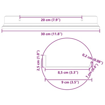 vidaXL Πλωτό ράφι 2 τεμ. Ανθρακί 30x9x2,5cm Ατσάλι