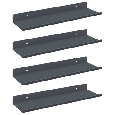 vidaXL Πλωτό ράφι Επιτοίχιο 4 τεμ. Ανθρακί 30x9x2,5cm Ατσάλι