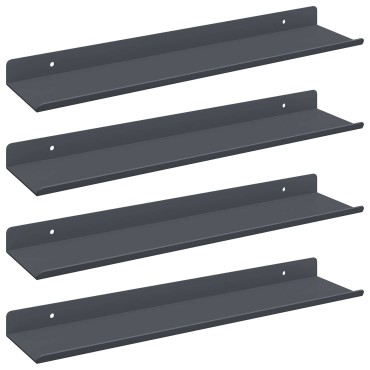 vidaXL Πλωτό ράφι Επιτοίχιο 4 τεμ. Ανθρακί 40x8,5x2,5cm Ατσάλι