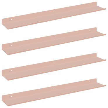 vidaXL Πλωτό ράφι Επιτοίχιο 4 τεμ. Ροζ 60x8,5x2,5cm Ατσάλι