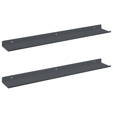 vidaXL Πλωτό ράφι Επιτοίχιο 2 τεμ. Ανθρακί 60x8,5x2,5cm Ατσάλι