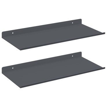 vidaXL Πλωτό ράφι Επιτοίχιο 2 τεμ. Ανθρακί 40x18x2,5cm Ατσάλι
