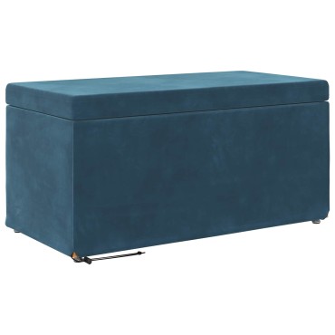 vidaXL Σκαμνί Μπλε 81x41x40cm Βελούδο και Μηχανικά Ξύλα