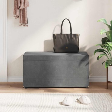 vidaXL Σκαμνί Σκούρο Γκρι 81x41x40cm Βελούδο και Μηχανικά Ξύλα