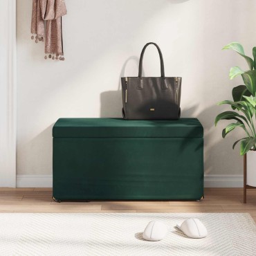 vidaXL Σκαμνί Σκούρο Πράσινο 81x41x40cm Βελούδο και Μηχανικά Ξύλα