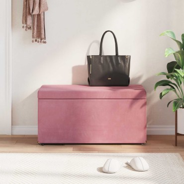 vidaXL Σκαμνί Ροζ 81x41x40cm Βελούδο και Μηχανικά Ξύλα
