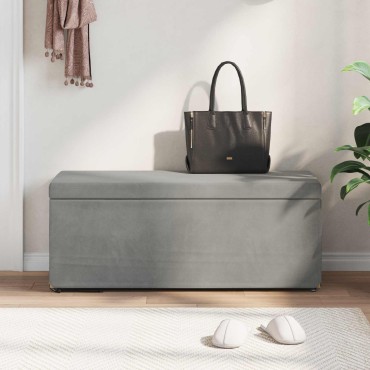 vidaXL Σκαμνί Ανοιχτό γκρι 101x41x40cm Βελούδο και Μηχανικά Ξύλα