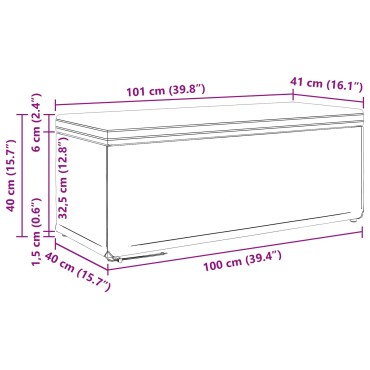 vidaXL Σκαμνί Σκούρο Γκρι 101x41x40cm Βελούδο και Μηχανικά Ξύλα