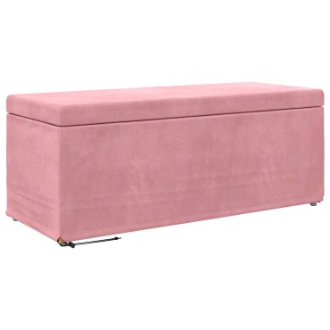 vidaXL Σκαμνί Ροζ 101x41x40cm Βελούδο και Μηχανικά Ξύλα