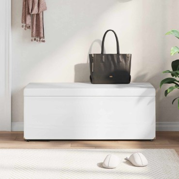 vidaXL Σκαμνί Λευκό 101x41x40cm Ψεύτικο Δέρμα και Μηχανικά Ξύλα