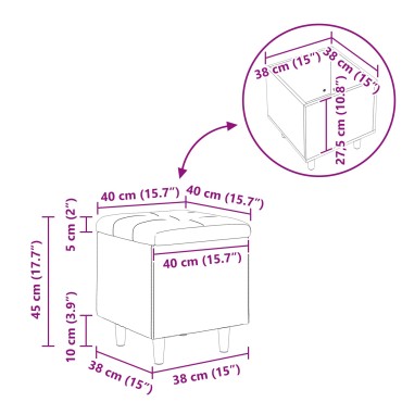 vidaXL Οθωμανικό αποθήκευσης Σκούρο Γκρι 40x40x45cm ύφασμα