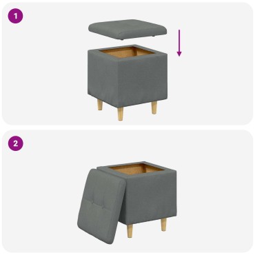 vidaXL Οθωμανικό αποθήκευσης Σκούρο Γκρι 40x40x45cm ύφασμα