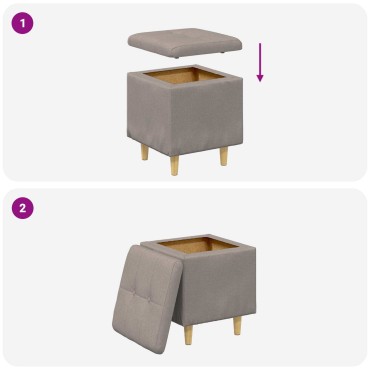 vidaXL Οθωμανικό αποθήκευσης με μαξιλάρι Taupe 40x40x45cm ύφασμα
