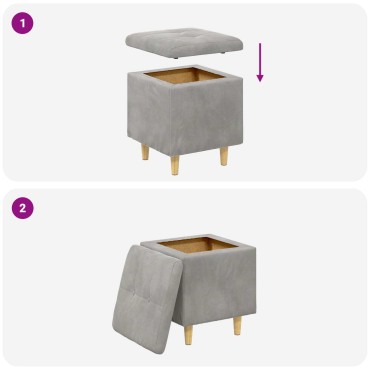 vidaXL Οθωμανικό αποθήκευσης Ανοιχτό γκρι 40x40x45cm Βελούδο