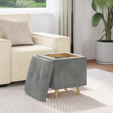 vidaXL Οθωμανικό αποθήκευσης Σκούρο Γκρι 40x40x45cm Βελούδο
