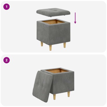 vidaXL Οθωμανικό αποθήκευσης Σκούρο Γκρι 40x40x45cm Βελούδο