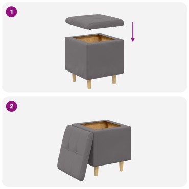 vidaXL Οθωμανό με Αποθηκευτικό Χώρο Γκρι 40x40x45cm Τεχνητό δέρμα