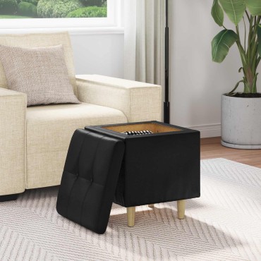 vidaXL Οθωμανικό αποθήκευσης Μαύρο 40x40x45cm Τεχνητό δέρμα